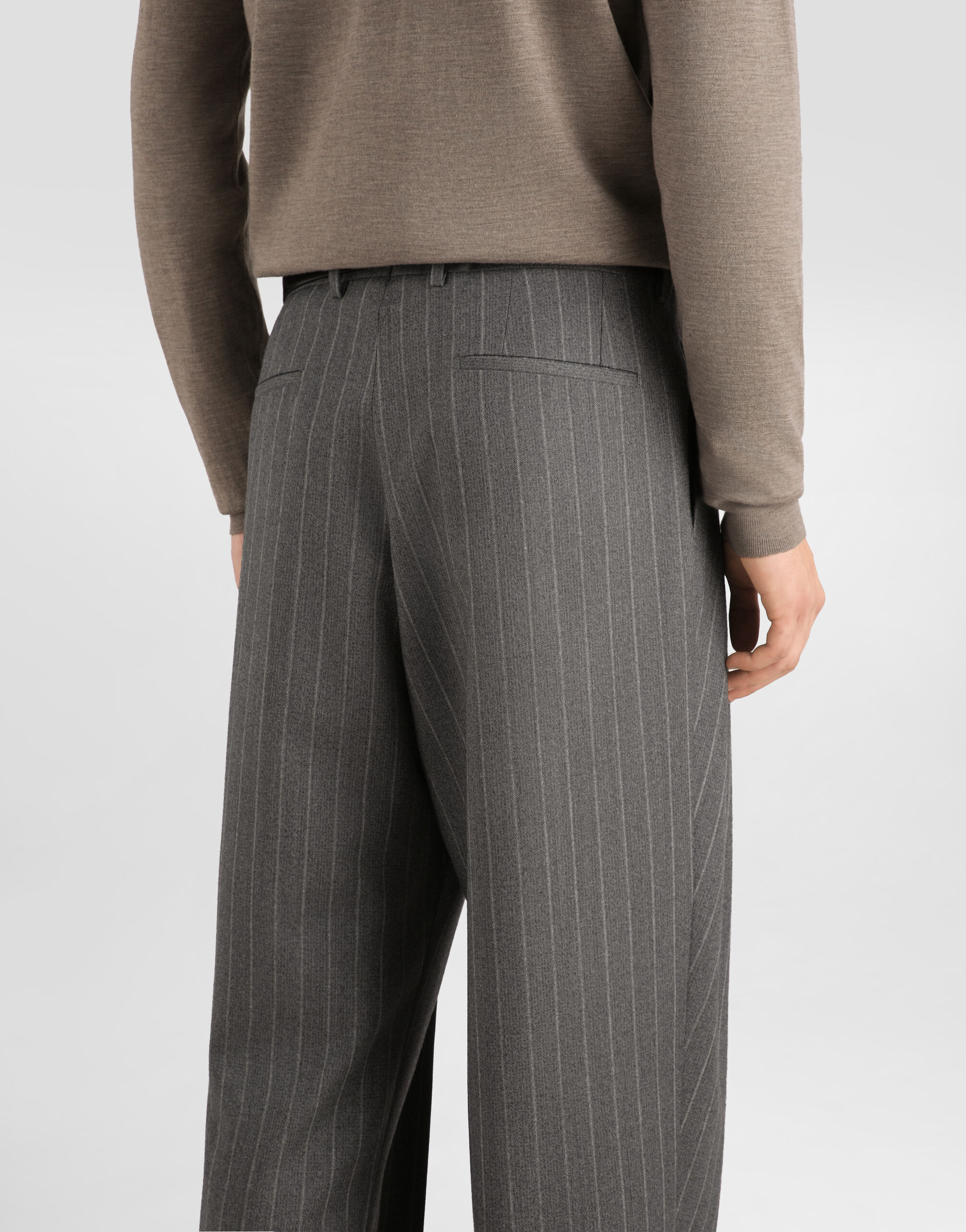 Pinstripe virgin wool trousers - thumbnail 5