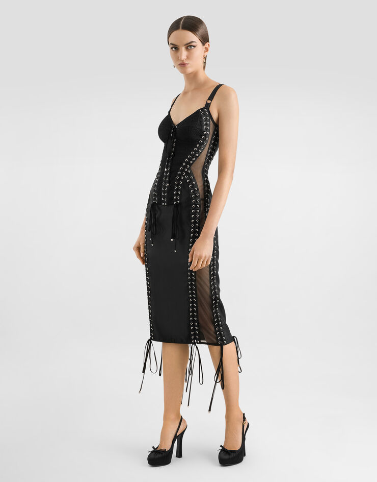Dolce & Gabbana فستان بطول للربلة وتفاصيل كورسيه أسود F6TUKTGDC1O