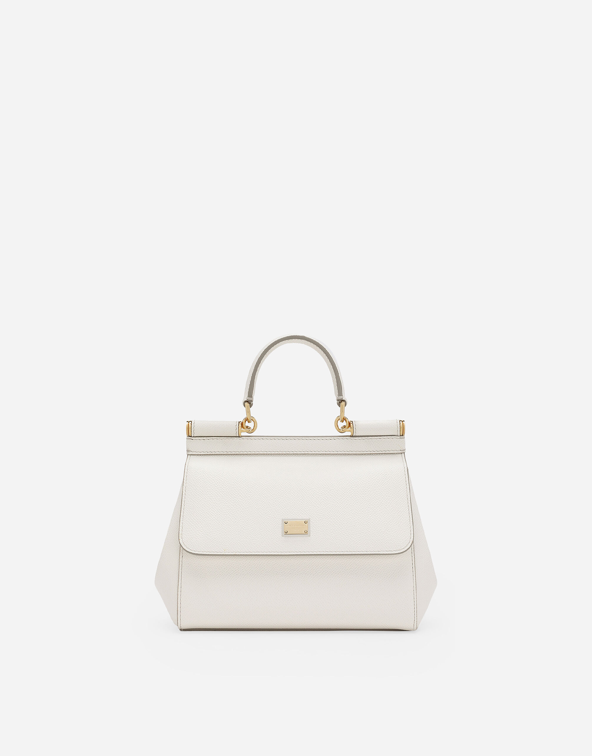 Small dauphine leather Sicily bag in White for Dolce Gabbana US