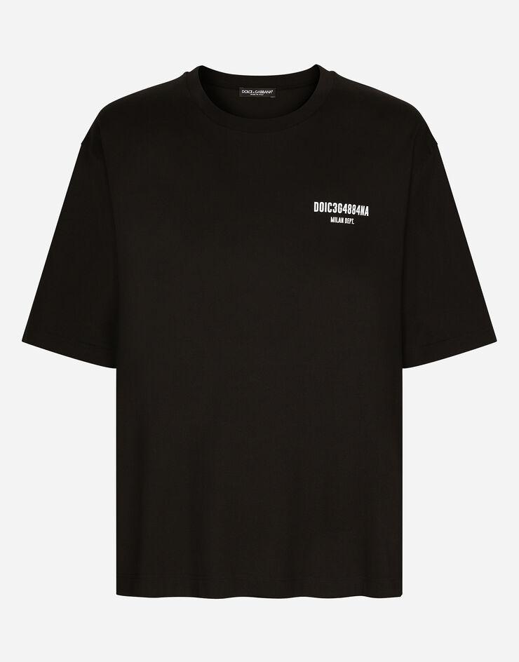 Dolce & Gabbana T-shirt jersey cotone stampa e patch DGVIB3 Nero G8PB8TG7K00