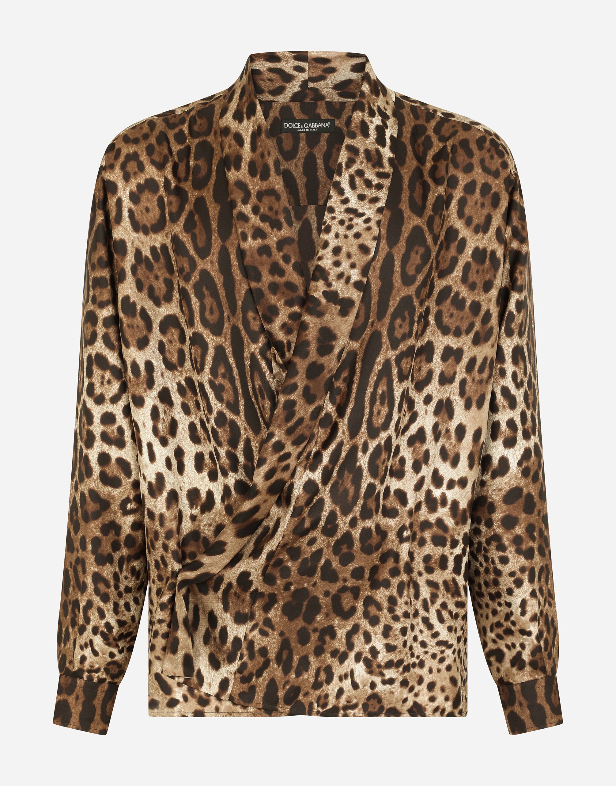 Dolce & Gabbana Oversize silk shirt with leopard print Animal Print G5JN9TIS1B7