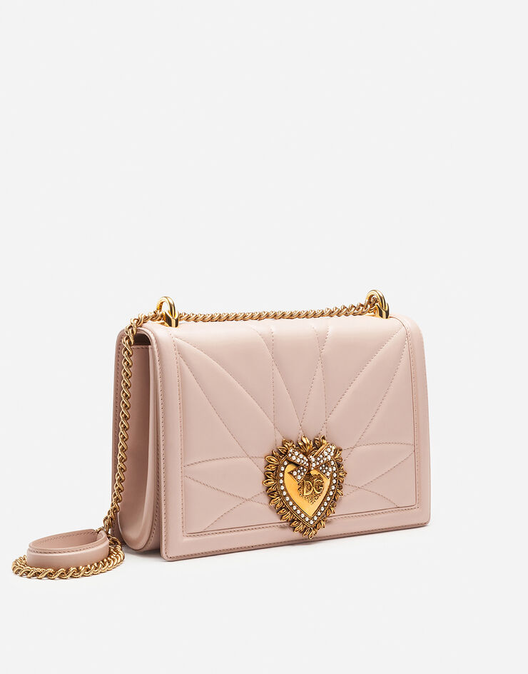 Dolce & Gabbana حقيبة ديفوشن كبيرة بجلد نابا مبطن وردي فاتح BB6651AV967