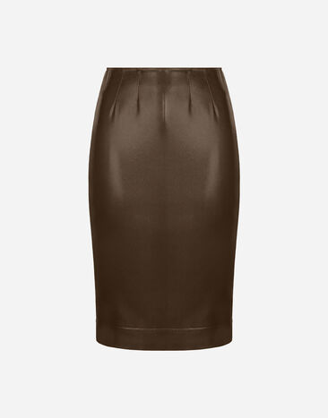 Dolce & Gabbana Midi skirt in shiny satin Beige BB6711AV893