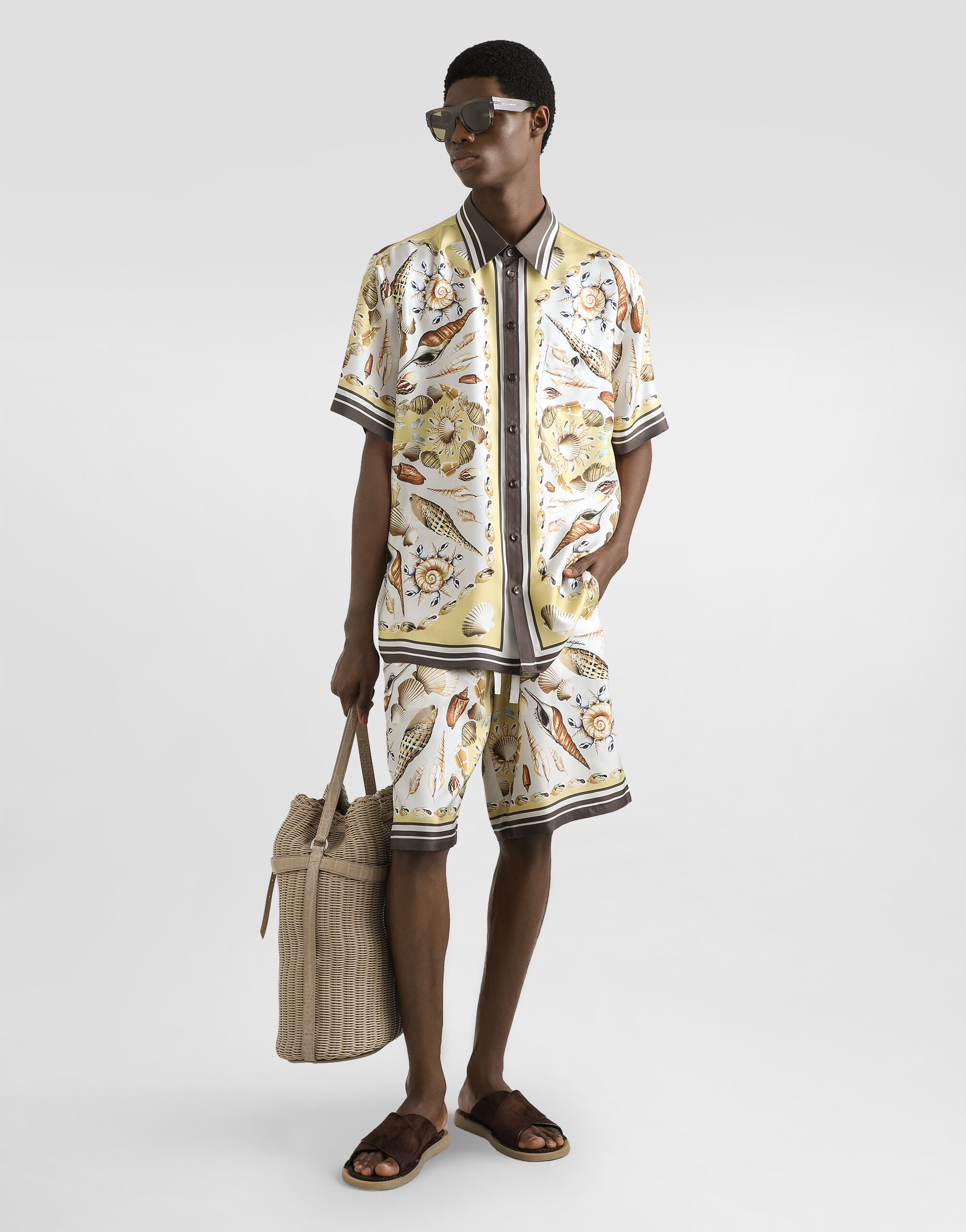 Printed hawaii silk twill shirt in Multicolor for Men