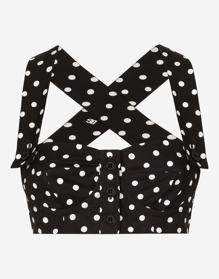 Dolce & Gabbana Cotton corset top with polka-dot print Print F78IUTHS5R7