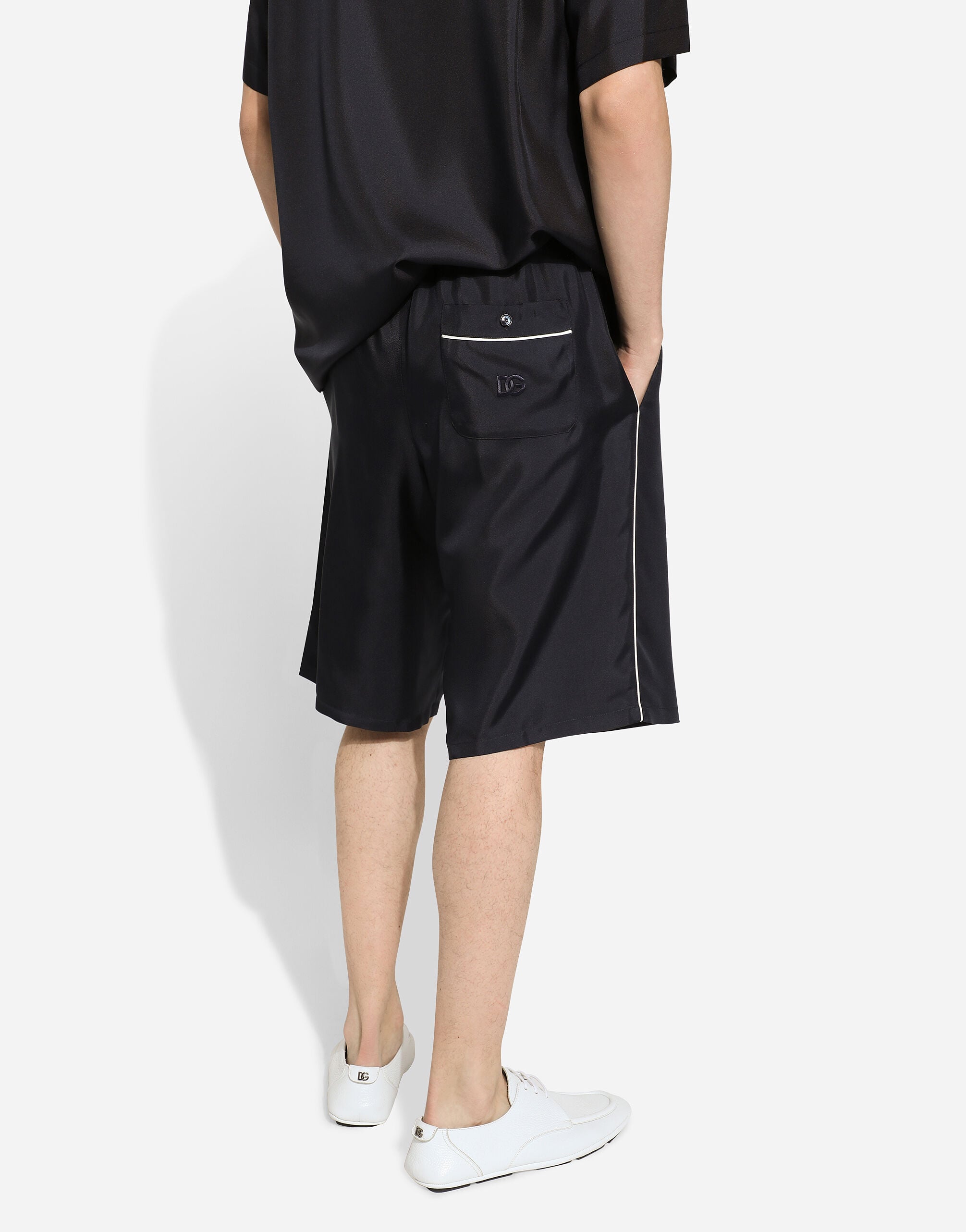 Embroidered silk jogging shorts - thumbnail 4