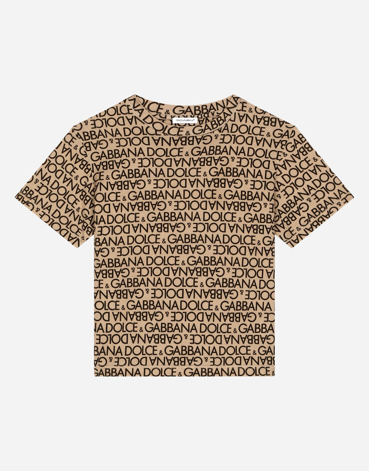 DolceGabbanaSpa Jersey T-shirt with all-over logo print Beige L4JTEVHS7MD