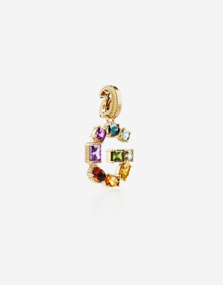 Dolce & Gabbana Подвеска в форме буквы G Rainbow alphabet из желтого золота 18 карат с разноцветными камнями ЗОЛОТОЙ WANR2GWMIXG