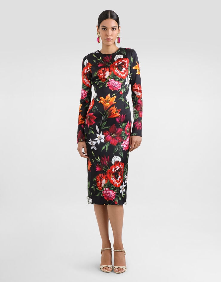 Dolce & Gabbana Robe en satin à imprimé fleurs Imprimé F6GAVTFSIB2