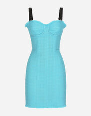 Dolce & Gabbana Raschel tweed corset minidress Turquoise F4B7ITHLM7L