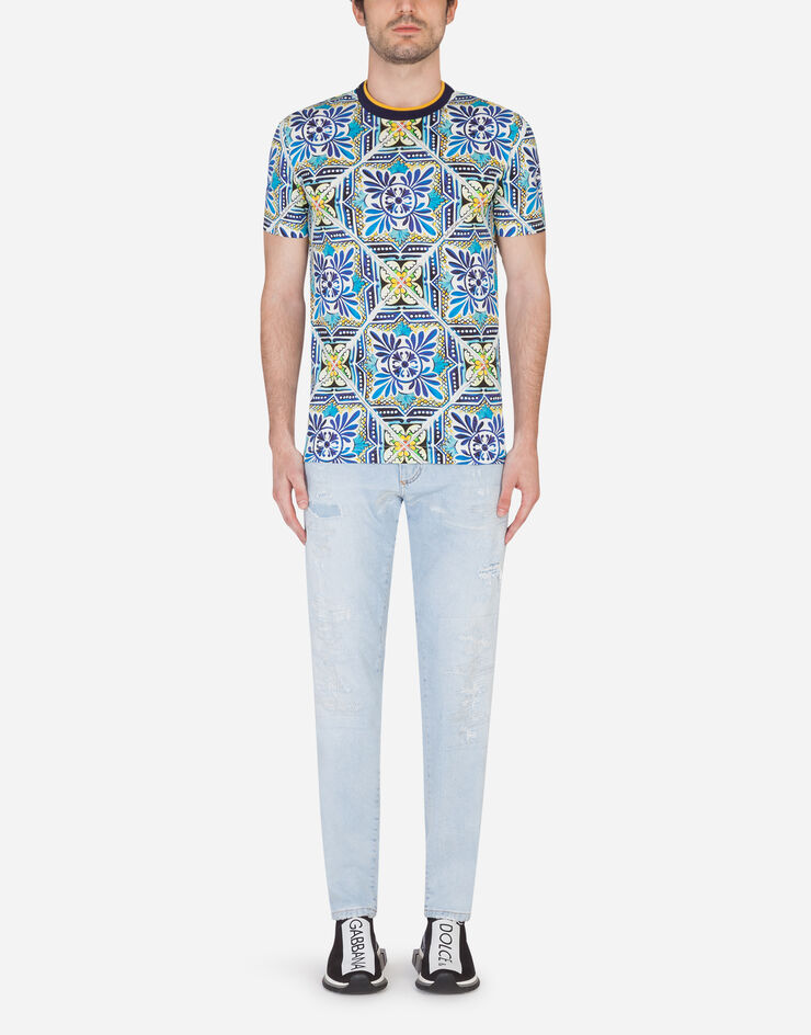 Dolce & Gabbana Cotton t-shirt with maiolica print MAIOLICA PRINT G8KD0THS7B4