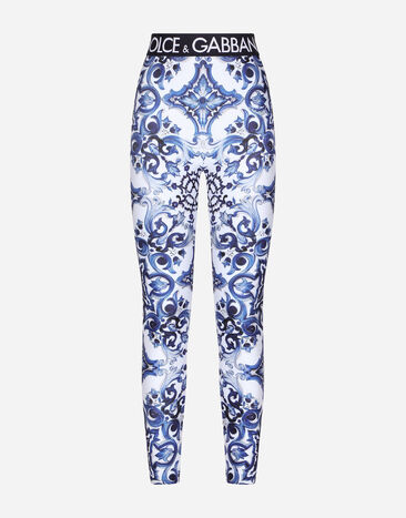 Dolce & Gabbana Leggings de punto con estampado de mayólica Multicolor FTB5TTFPGBM