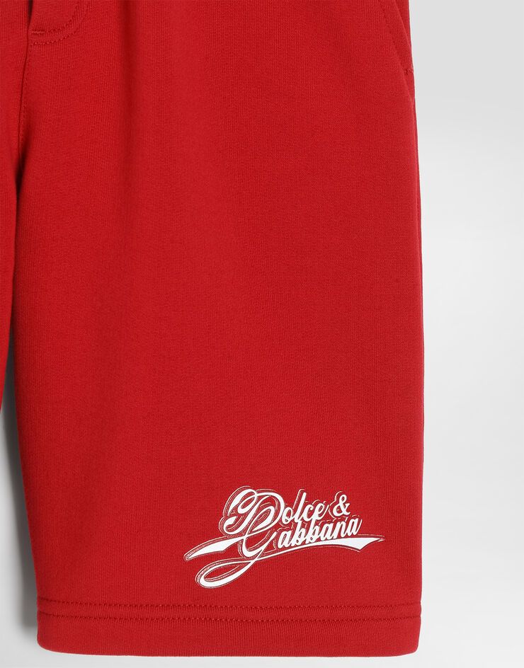 Dolce & Gabbana Fleece bermuda shorts with logo Red L4JQXPG7P4X