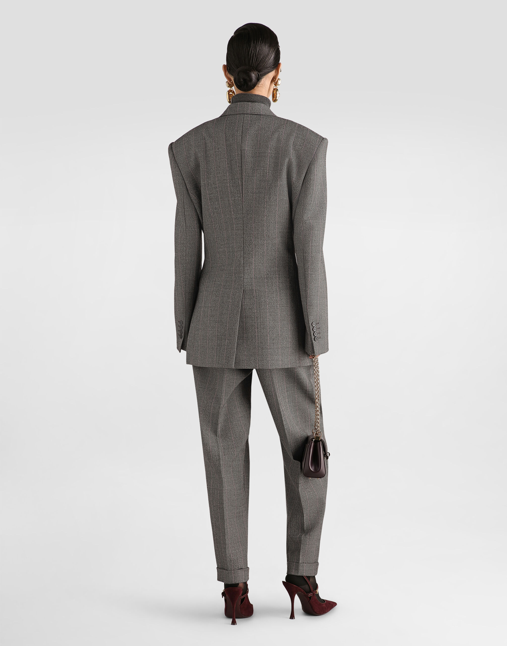 Double-breasted pinstripe wool jacket in Multicolor for Women