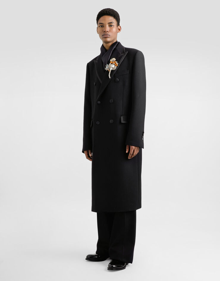 Dolce & Gabbana Double-breastedwool coat Black G055JTFUZD5