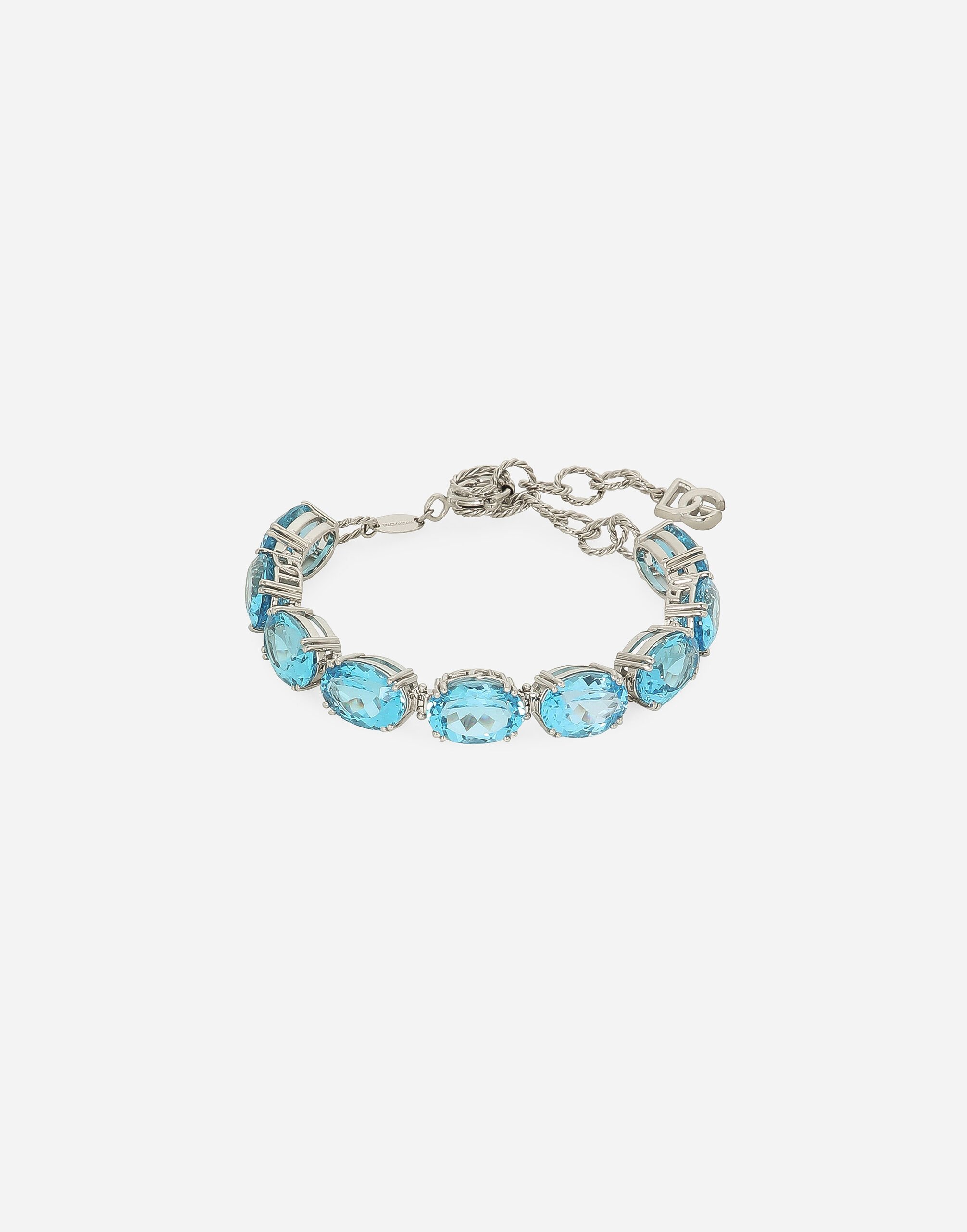Dolce & Gabbana Anna bracelet in white gold 18kt with light blue topazes Weiss WBQA1GWTSQS