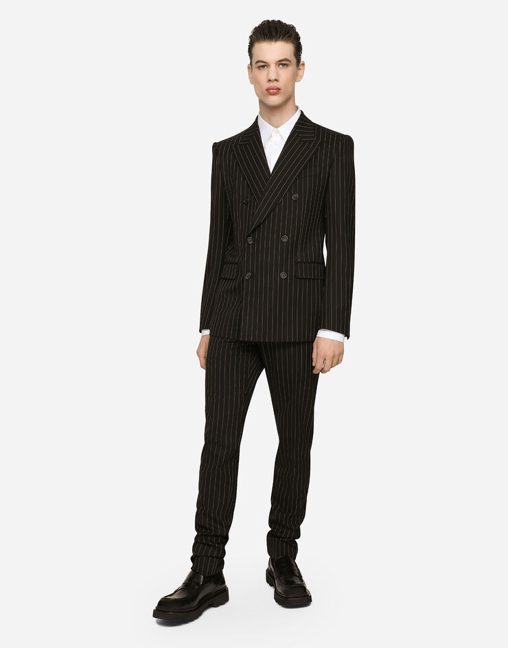 Dolce&Gabbana ダブルブレストスーツ シチリアフィット ストレッチウール チョークストライプ マルチカラー GKSLMTFRBC0