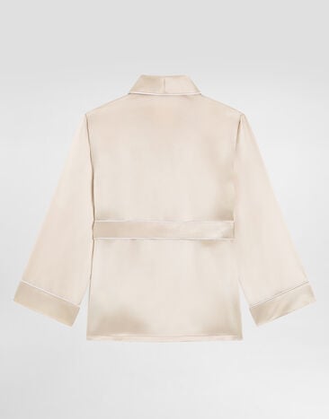 Dolce & Gabbana Silk satin shirt with piping Beige L56S49G7PMF