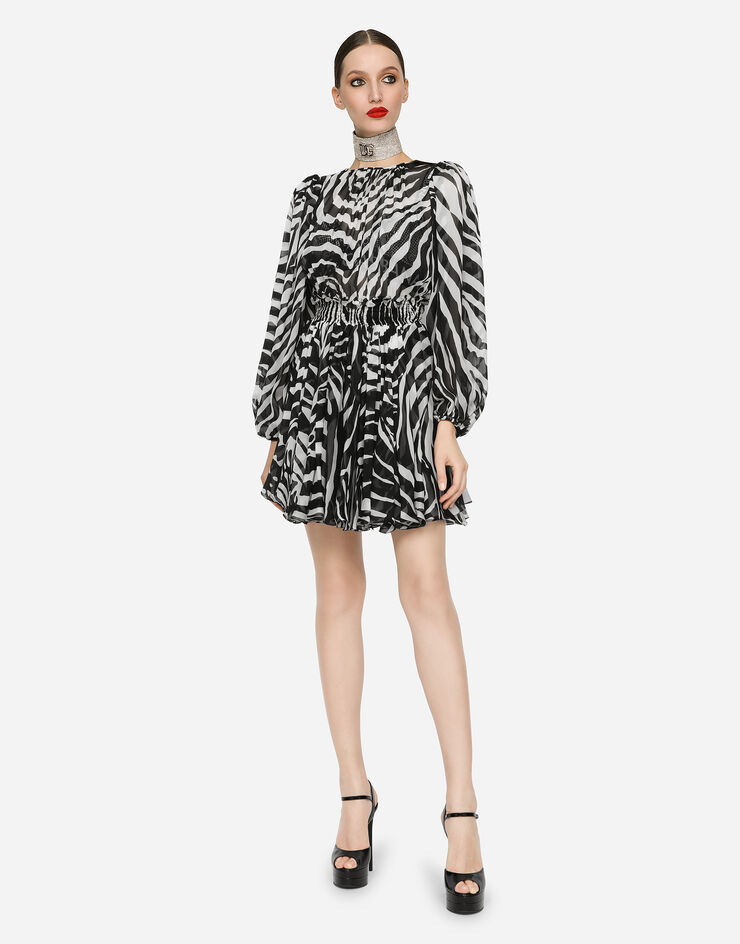 Dolce & Gabbana Short zebra-print chiffon dress Multicolor F6ACMTIS1MJ