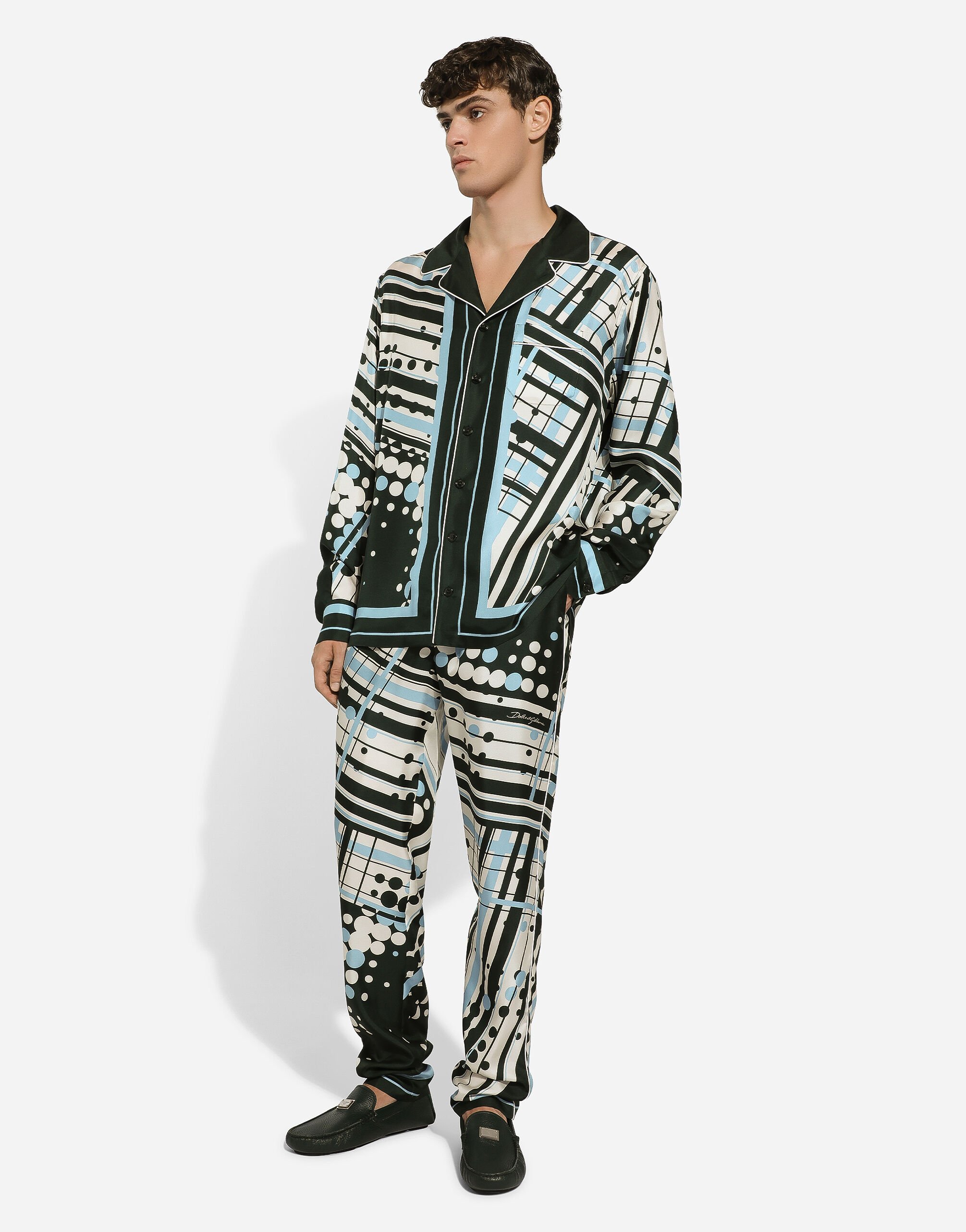 Printed silk pajama pants in Print for Men Dolce Gabbana