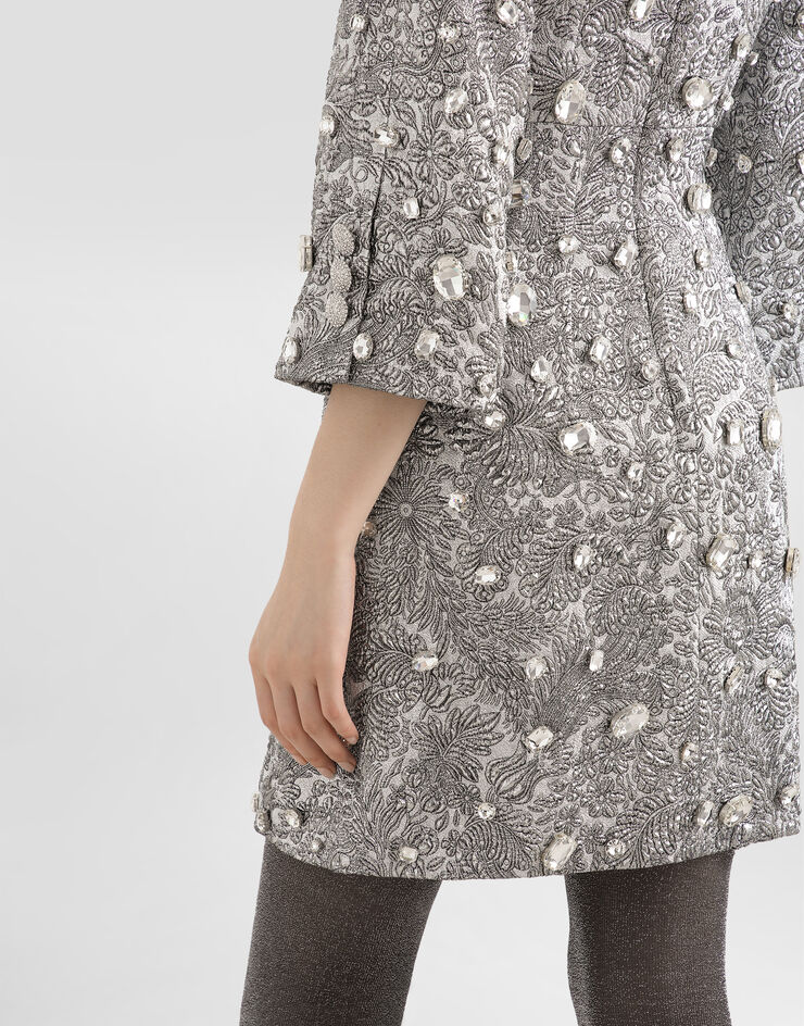 Dolce & Gabbana Vestido de tejido jacquard floral lamé con bordado Multicolor F6TZIZGDDG9