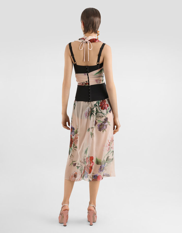 Dolce & Gabbana Longuetterock aus Chiffon Blumenprint Drucken F4BBOTIS1Y7