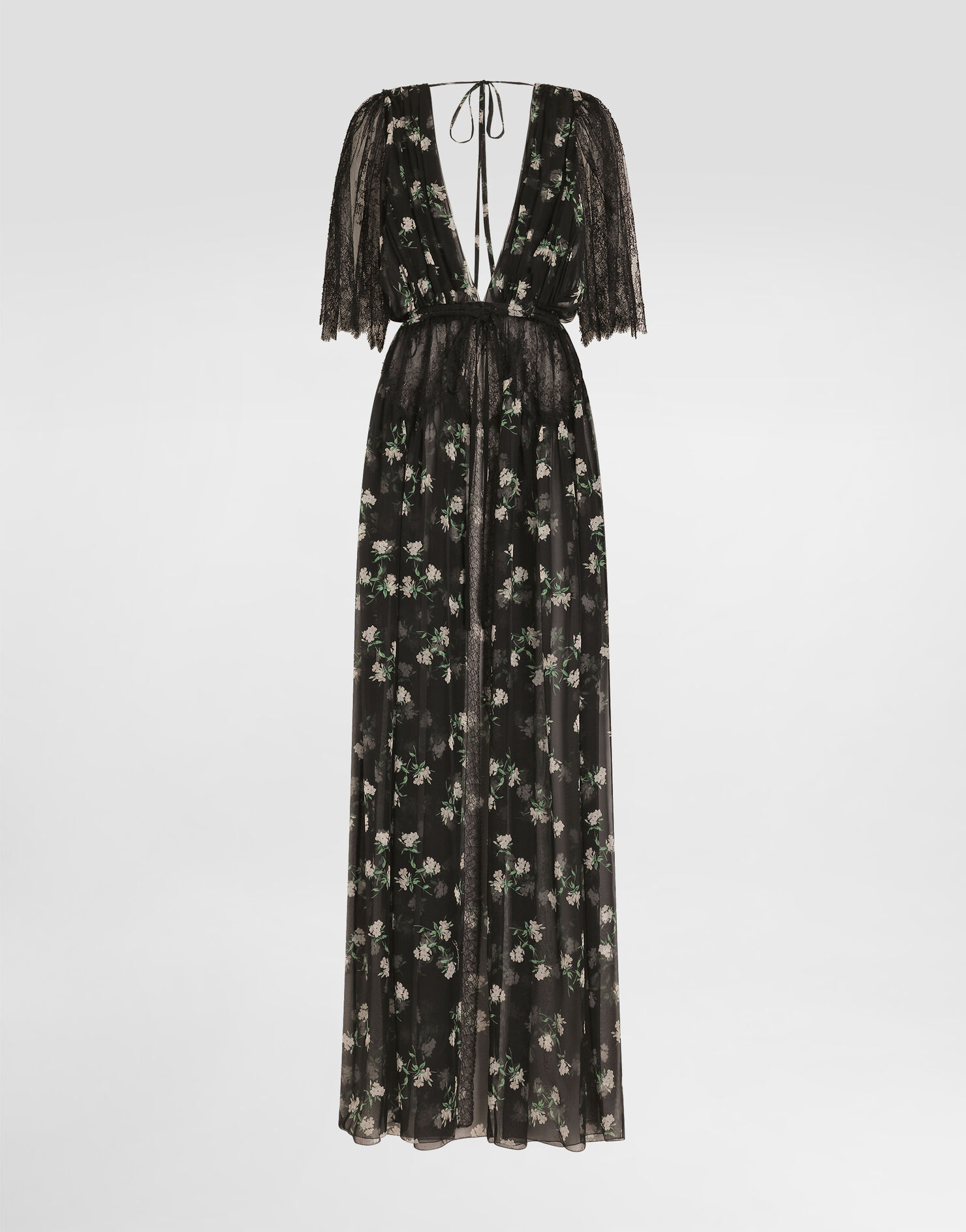 Violets-print chiffon robe dress in Multicolor for Women | Dolce ...