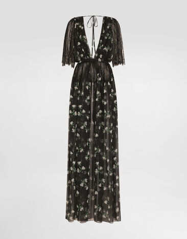 Dolce & Gabbana Violets-print chiffon robe dress Multicolor F624HTIS12X