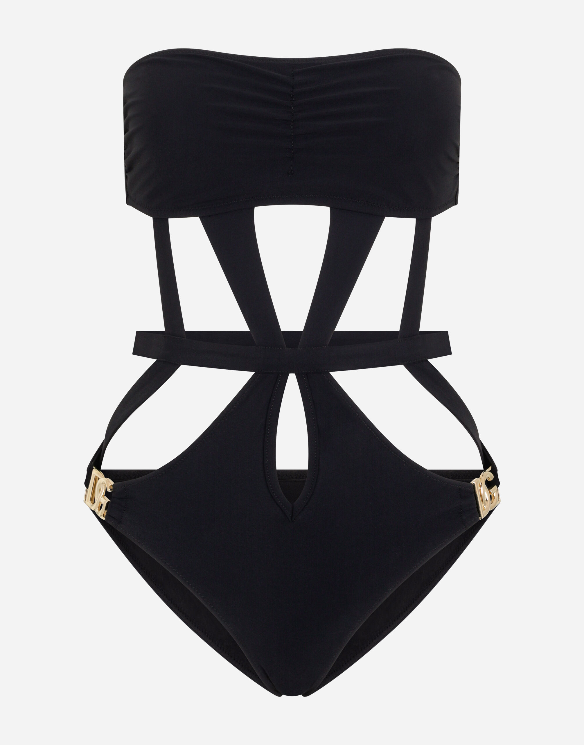 One piece bandeau swimsuit with DG logo