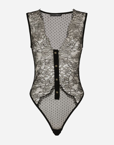 Dolce & Gabbana Bodi escotado de encaje Negro O9A30THLMUY