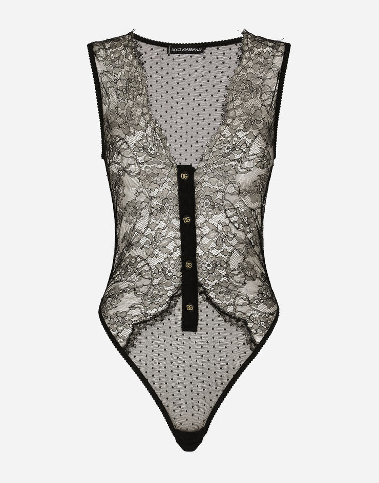 Dolce & Gabbana Bodi escotado de encaje Negro O9A30THLMUY