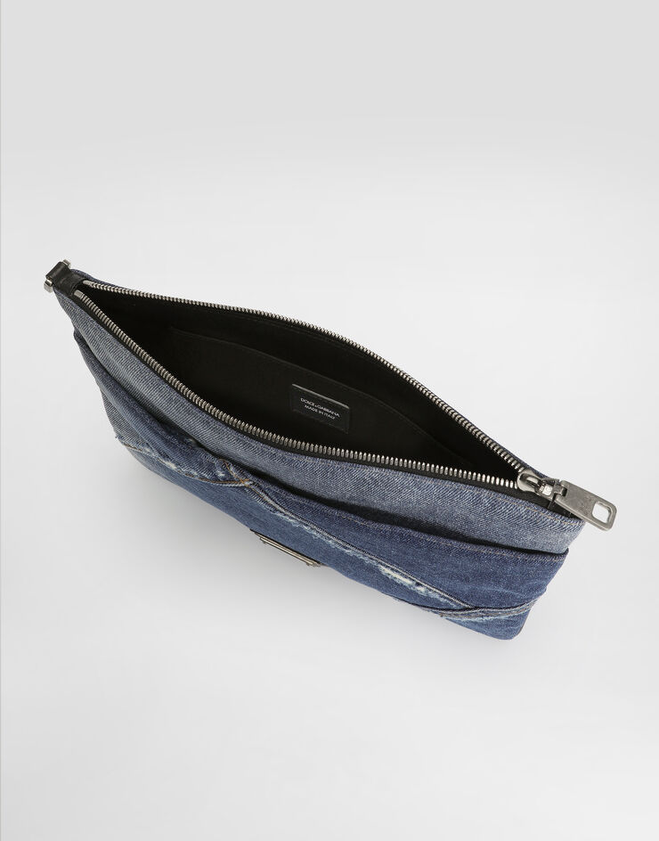 Dolce & Gabbana Denim patchwork necessaire Blue BP3294AY768
