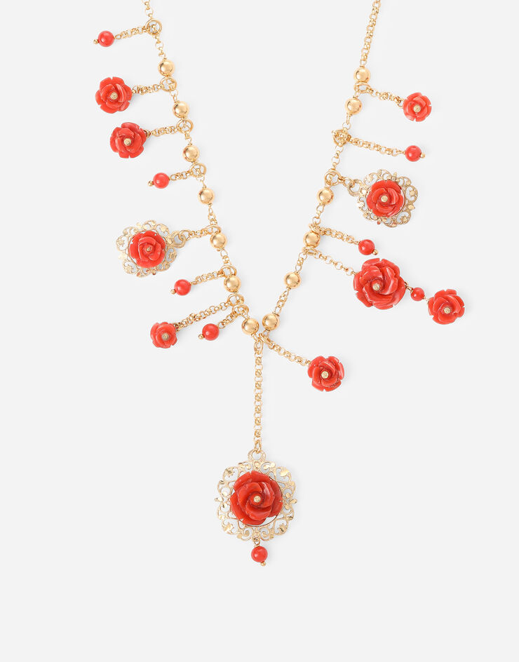 Dolce & Gabbana Ожерелье Coral из желтого золота 18 карат с коралловыми розами ЗОЛОТОЙ WNEM1GWCME1