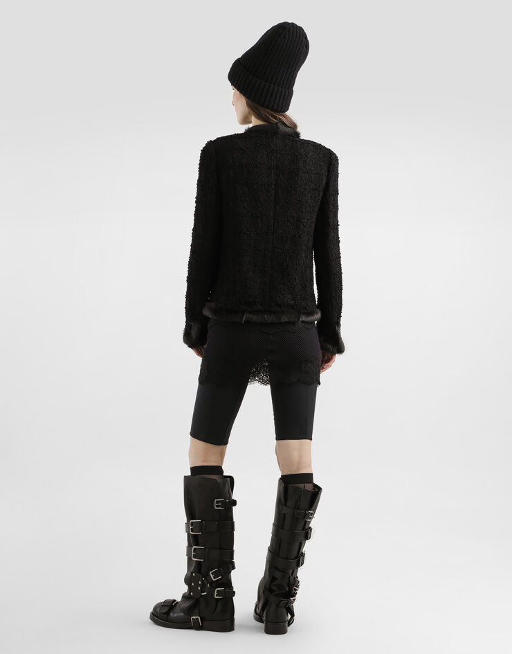 Dolce & Gabbana Short mesh dress with lace Black F6GAHTFLUAN