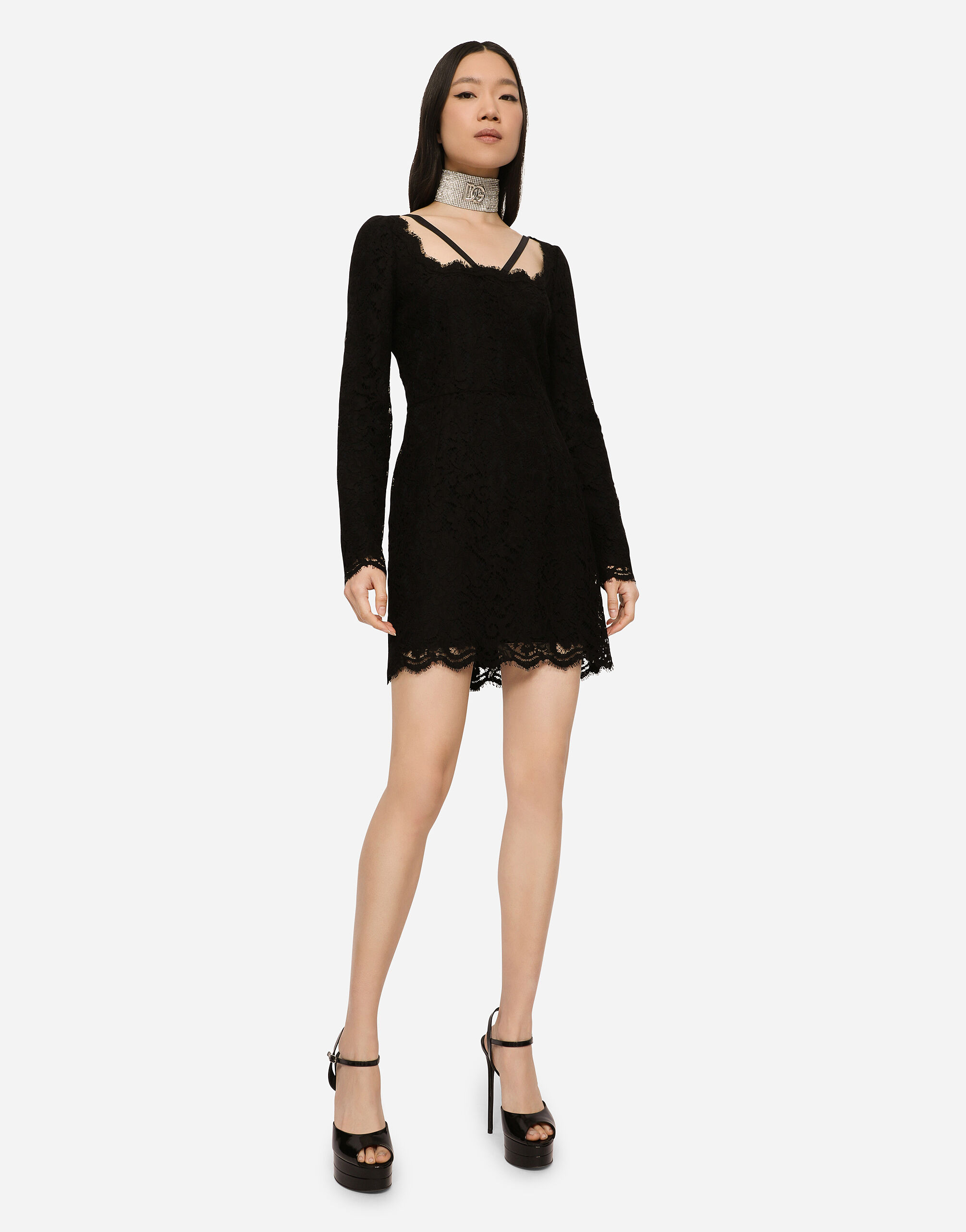 Short lace dress in Black for Women Dolce Gabbana