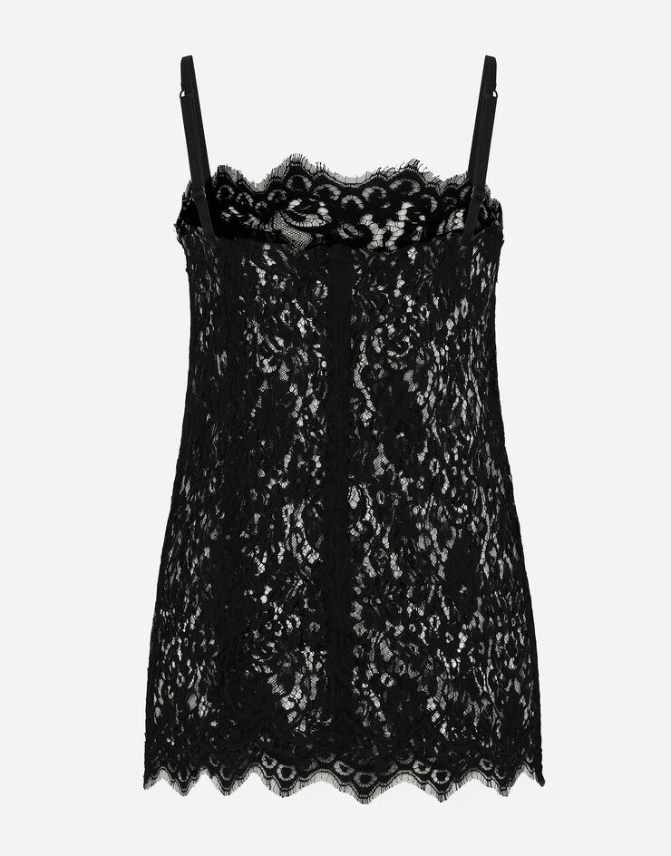 Dolce & Gabbana Top aus Spitze Schwarz F7AD2TFLSFV