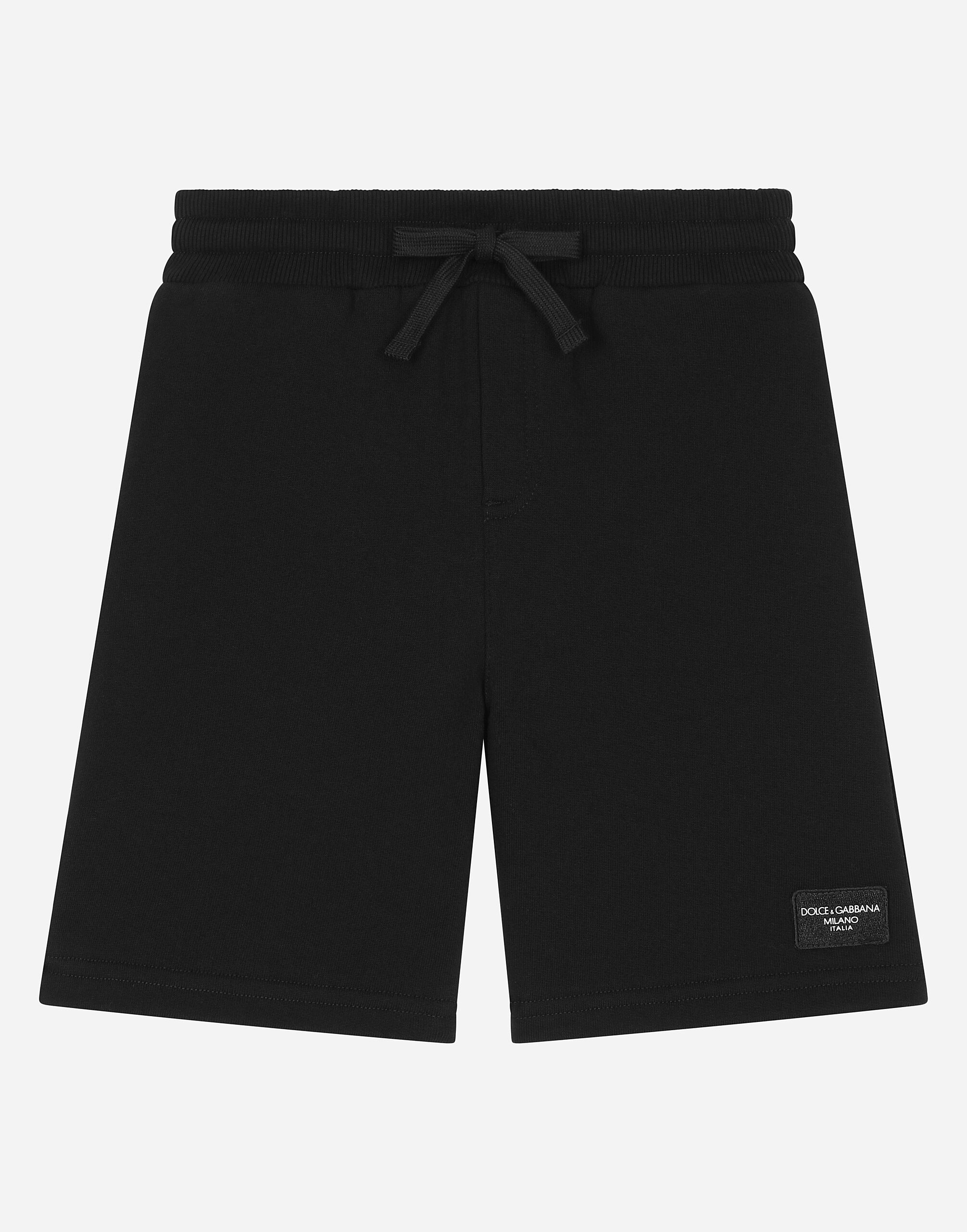 Dolce & Gabbana Jersey shorts with logo tag Beige L43Q54G7NWW