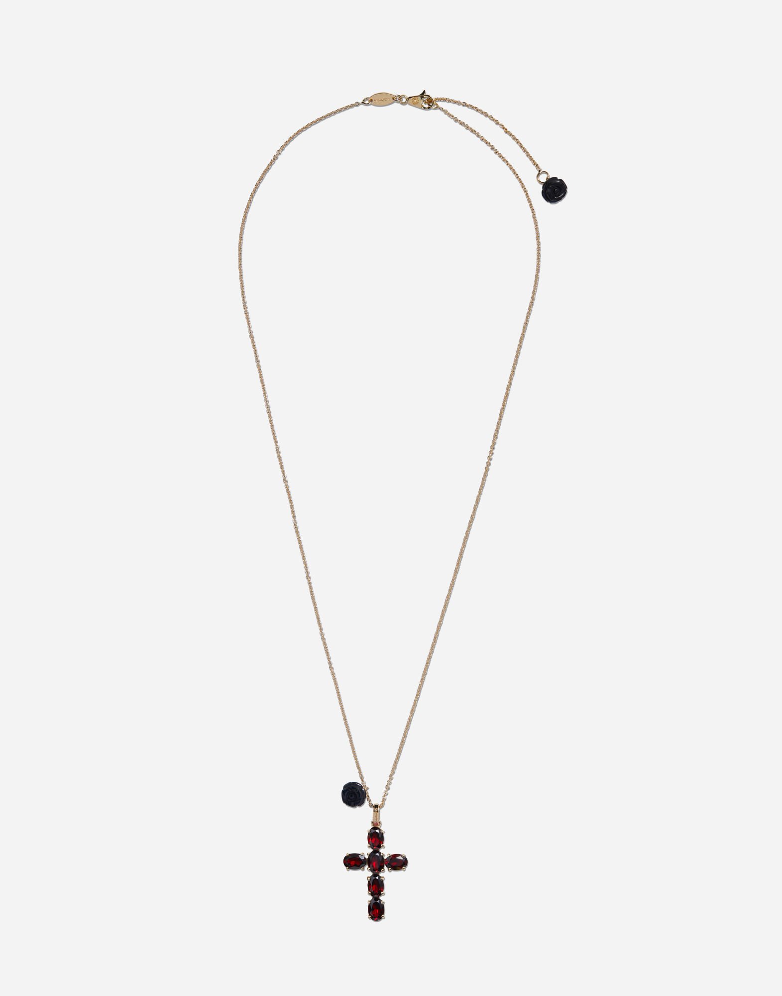 Dolce & Gabbana Family cross and rose pendants on yellow gold chain Gold WADC2GW0001