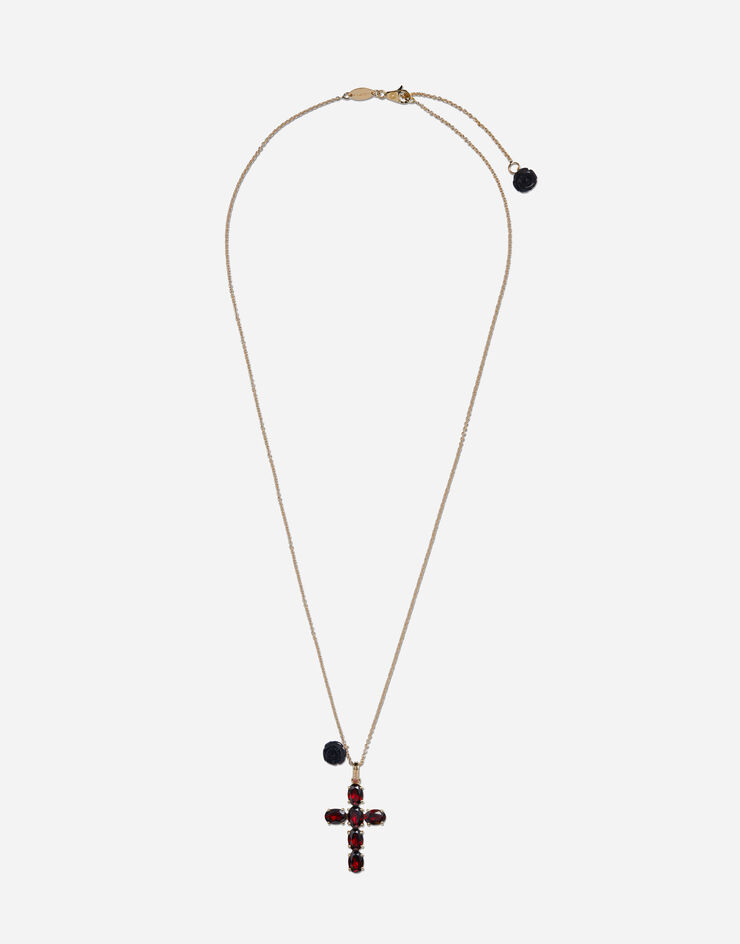 Dolce & Gabbana Family cross and rose pendants on yellow gold chain Gold WADC2GWGAR1