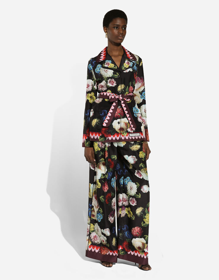 Dolce & Gabbana Camisa tipo pijama de sarga con estampado de flores nocturnas Estampado F5Q03THI1RD