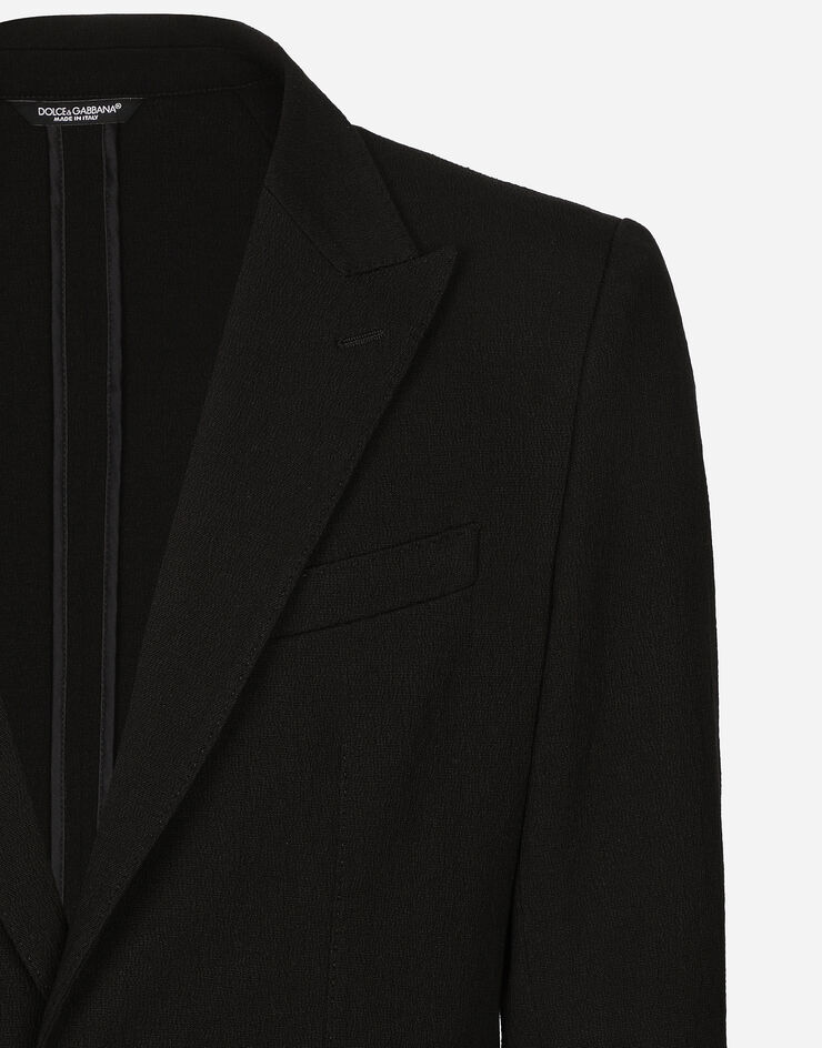 Dolce & Gabbana Однобортный пиджак Taormina из эластичного хлопка черный G2NW0TFU9AT