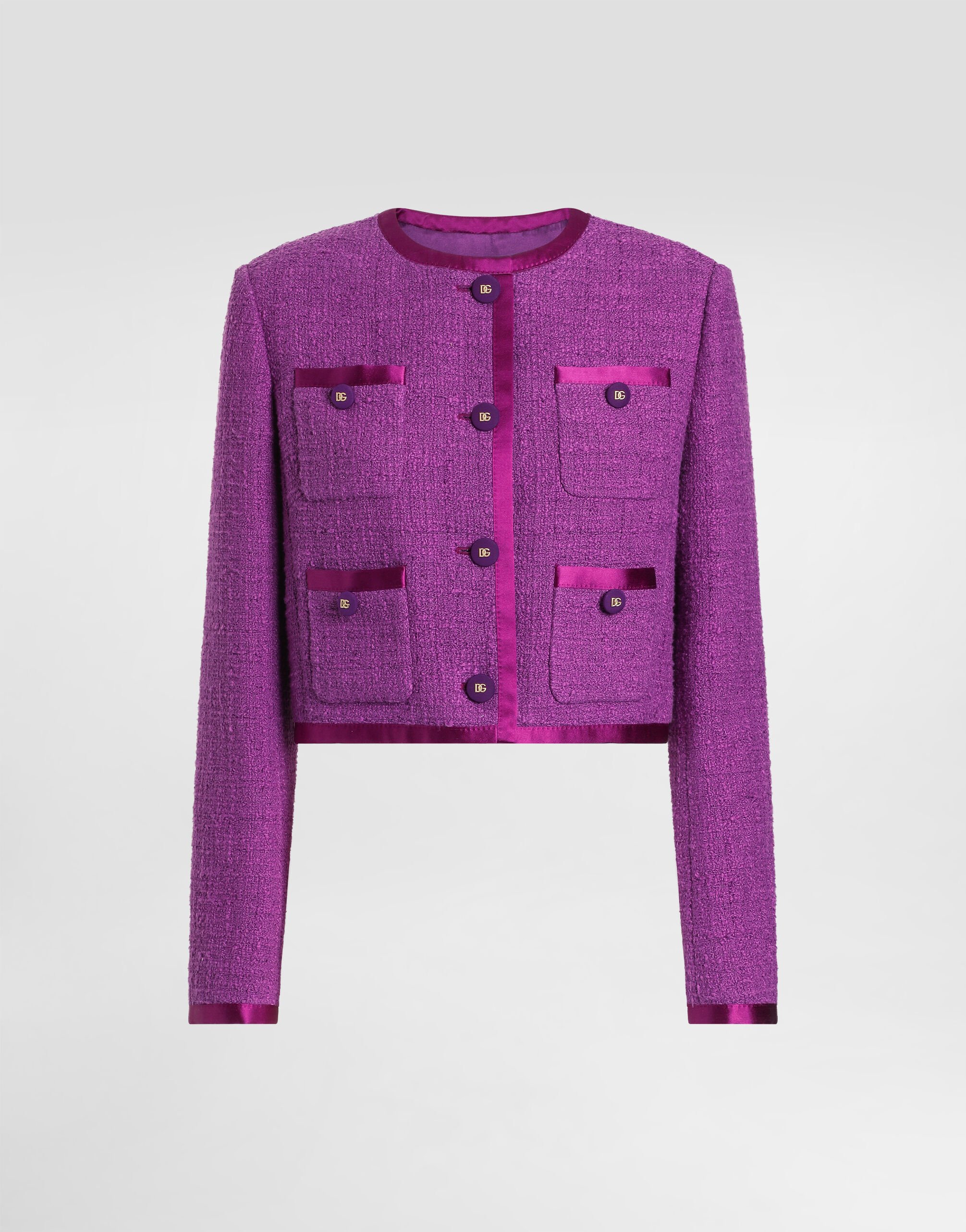 【DOLCE&GABBANA】DGロゴボタン付き ジャケット レディース ブラックのウィメンズ スペンサージャケット ウールジャカード