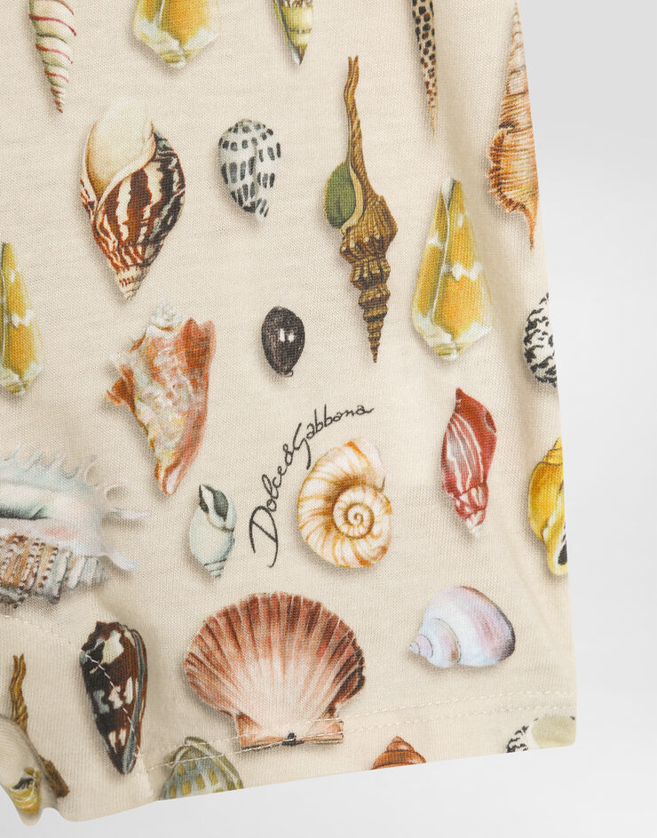 Dolce & Gabbana Shell-print short-sleeved jersey romper Multicolor L1JO6KG7PEN