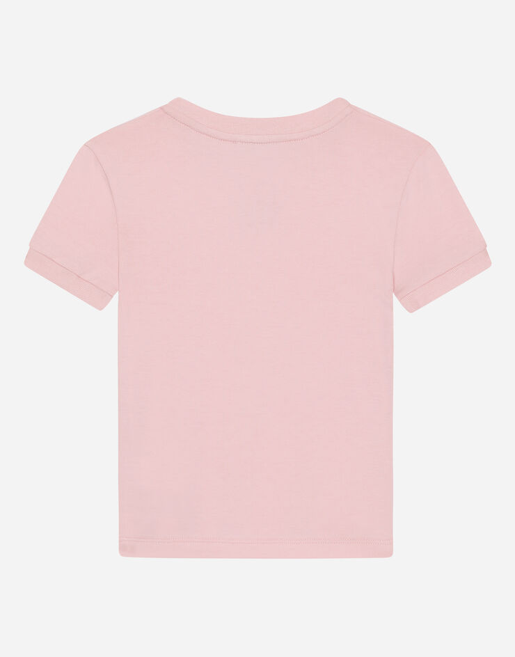 Dolce & Gabbana Jersey T-shirt with logo tag Rosa L5JTMOG7M4W