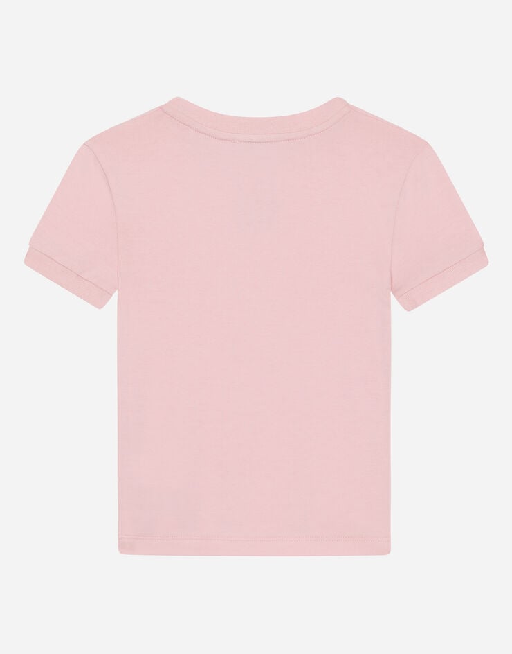 Dolce & Gabbana Jersey T-shirt with logo tag Rosa L5JTMOG7M4W