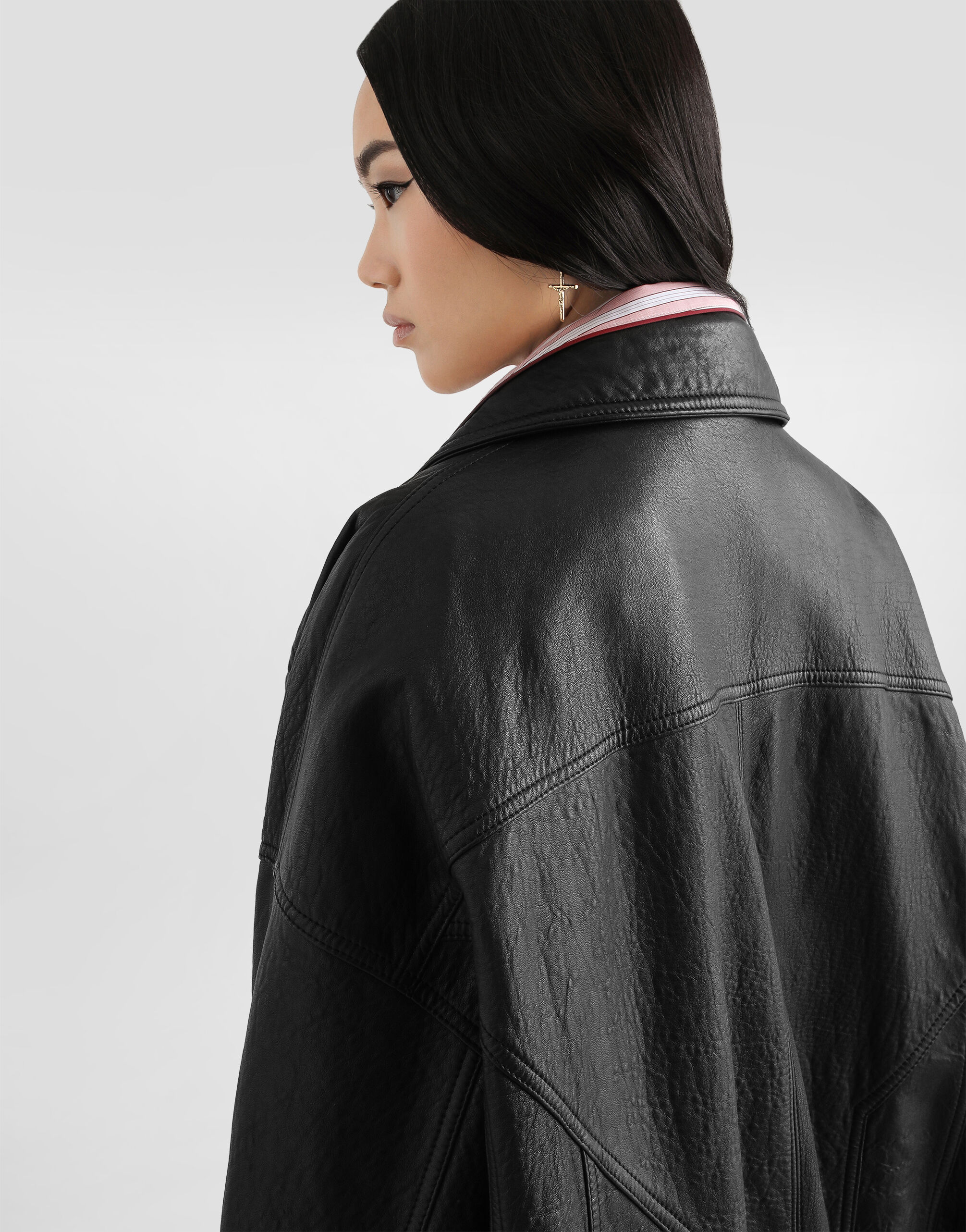 Single-breasted leather jacket in Black for Women | Dolce&Gabbana® US