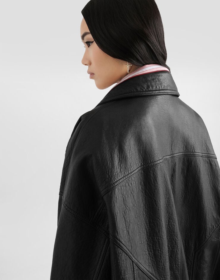 Dolce & Gabbana Single-breasted leather jacket Black F9U59LHUL1L