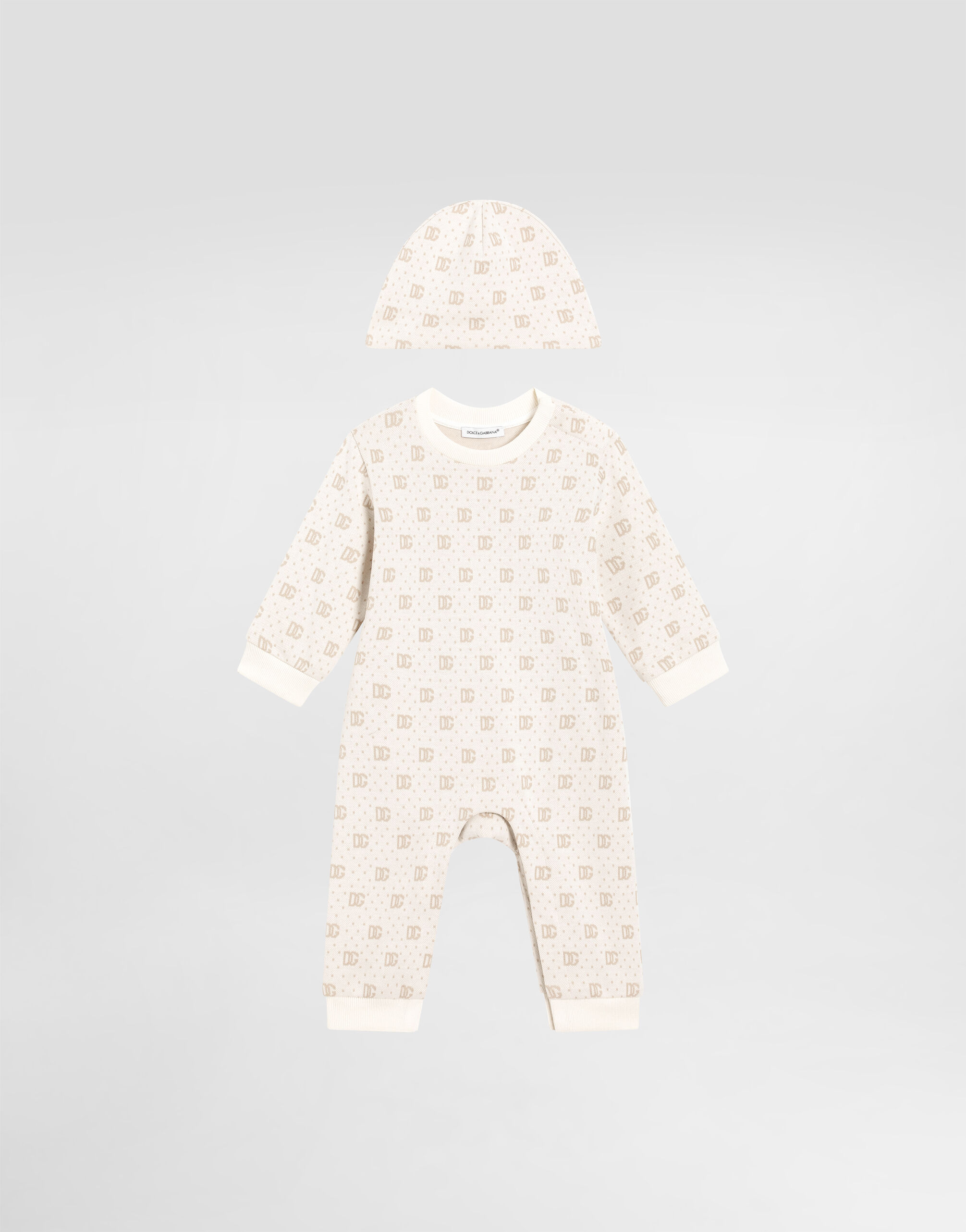 2-piece knit gift set with jacquard DG logo and polka dots in