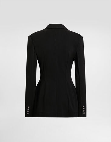 Dolce & Gabbana Double-breasted Turlington jacket in jersey Milano rib Black F27AATFUGN7