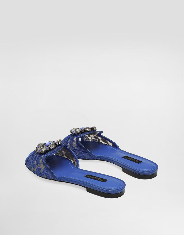 Dolce & Gabbana Sandalias de pala de encaje con cristales Azul CQ0023AG667